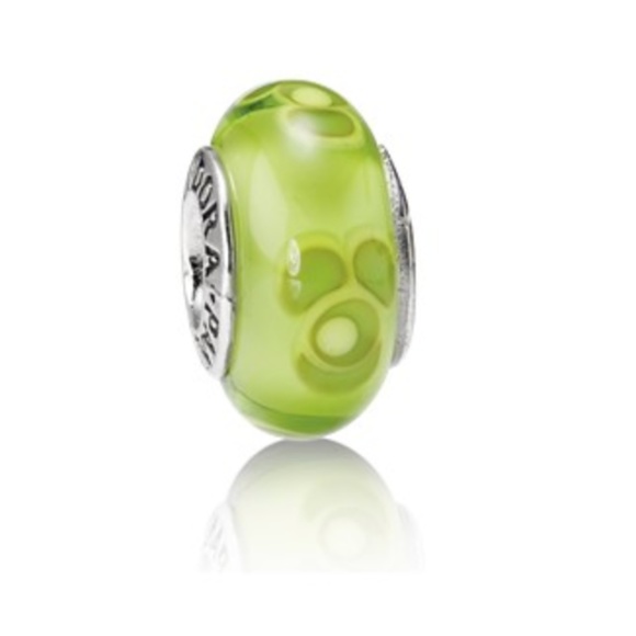 Pandora Jewelry - Pandora RETIRED Lime Green Flower Murano Charm